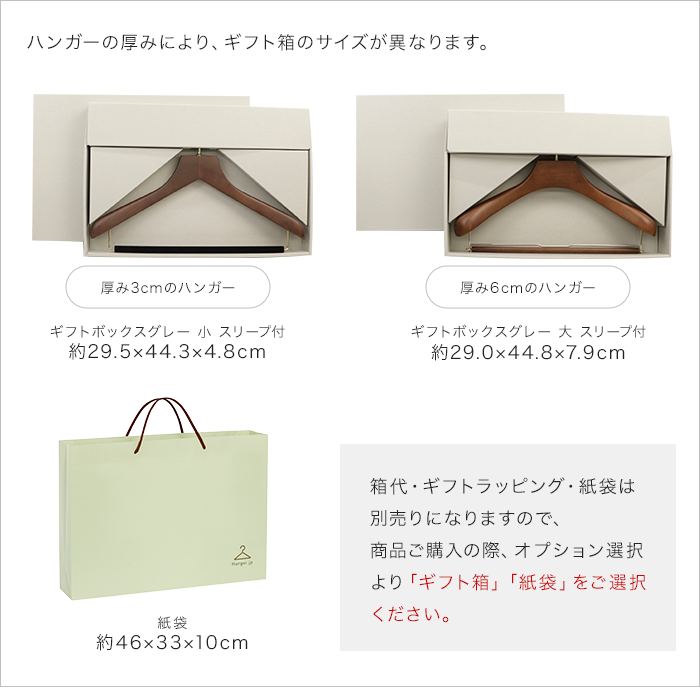 化粧箱と紙袋のサイズ