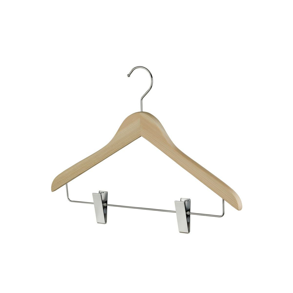 ひのき木製ハンガー 薄型ハンガー スラックスバー付き ピンチ付き 42cm